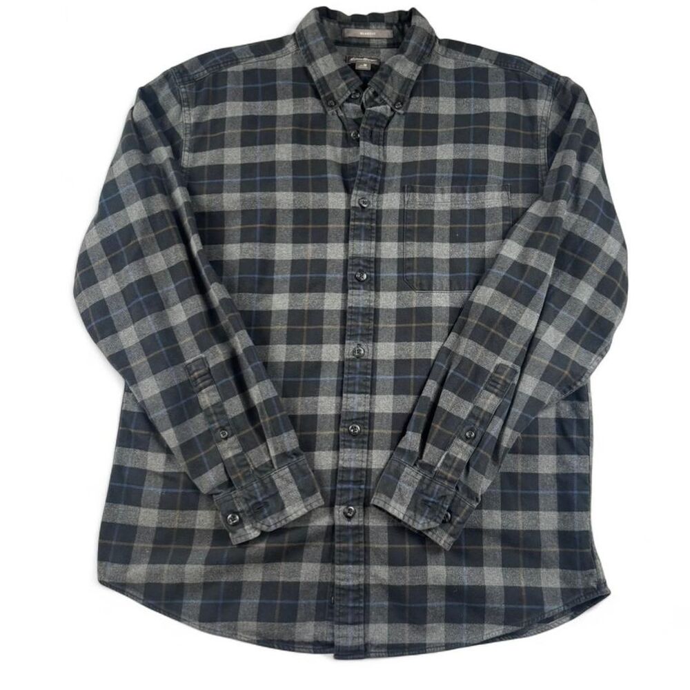 Eddie Bauer Men’s Gray Heavyweight Flannel Shirt Size Medium